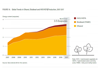 超過百分之九十的可再生運輸由生物燃料供應