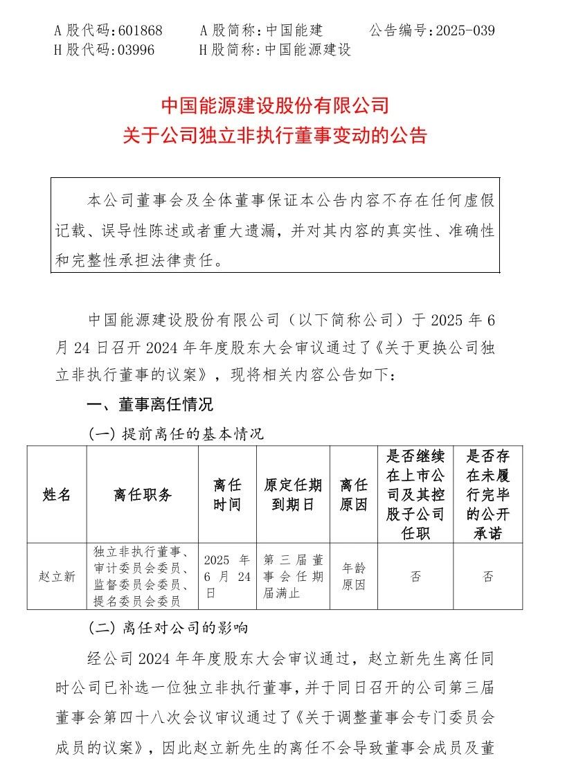 中國能建重要人事調整